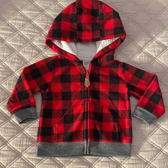 Plaid Red and Black Kids Hoodie - Picture 1 of 4